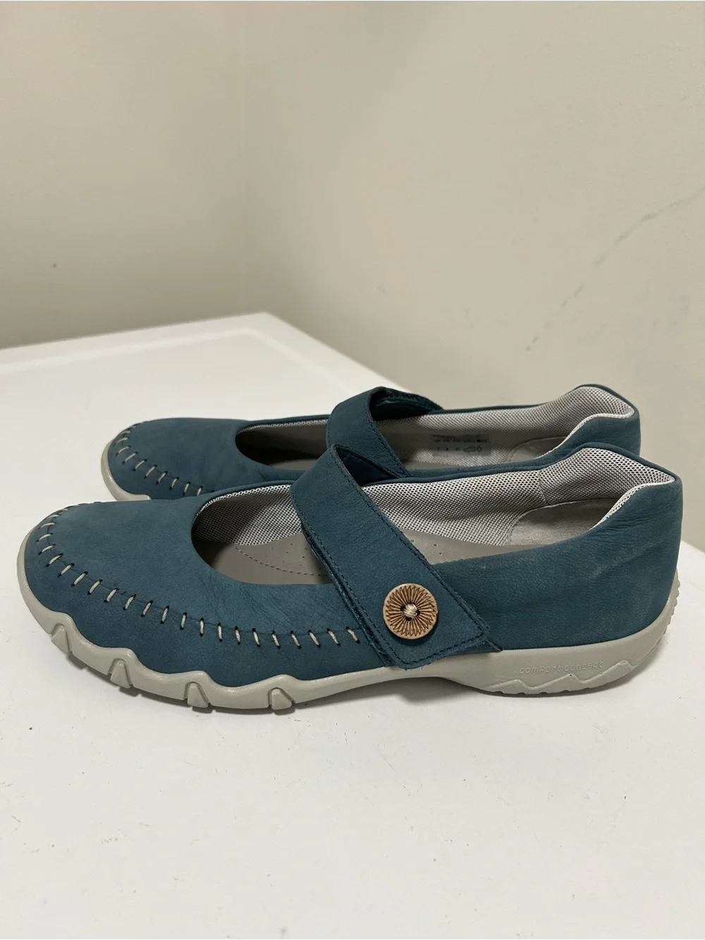 Hotter Suede Mary Jane Shoes Blue Size 9 US